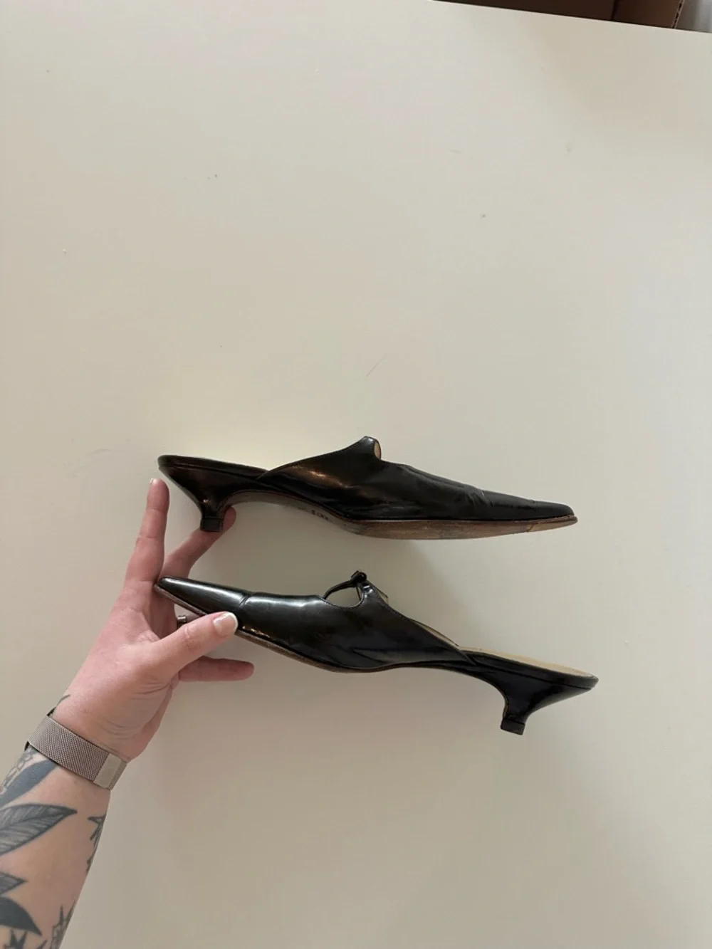 Vintage Miu Miu 90s Archive Mules Kitten Coquette Office Siren 40 Black Leather - Picture 3 of 8